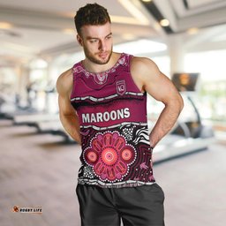 (Custom Text And Number) Maroons Rugby Men Tank Top Aboriginal Queensland State of Origin