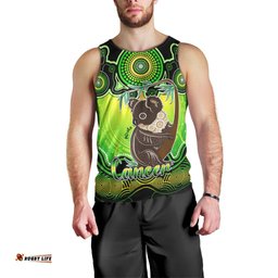 Personalised Australia Cancer Koala Zodiac Men Tank Top Auz Astrology Aboriginal - Green