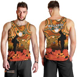 Wallabies Rugby ANZAC Men Tank Top Aboriginal Camouflage Lest We Forget