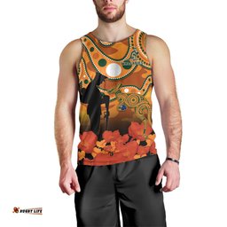 Wallabies Rugby ANZAC Men Tank Top Aboriginal Camouflage Lest We Forget