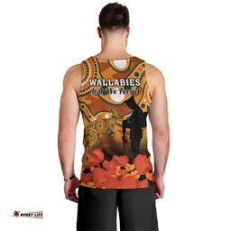 Wallabies Rugby ANZAC Men Tank Top Aboriginal Camouflage Lest We Forget