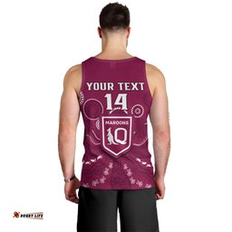 Personalised Maroons Rugby Men Tank Top QLD Aboriginal Art