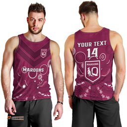 Personalised Maroons Rugby Men Tank Top QLD Aboriginal Art