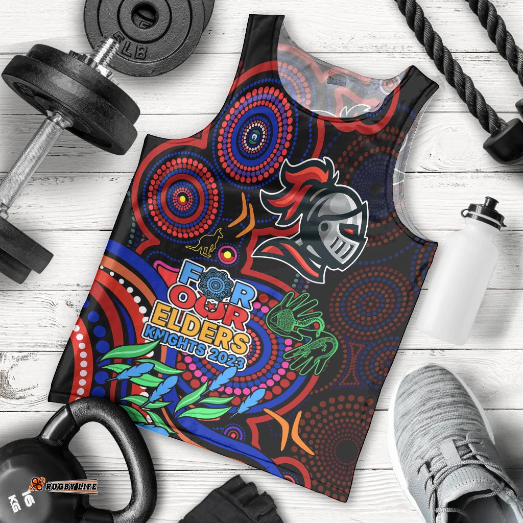 Knights Rugby Aboriginal Art Men Tank Top NAIDOC Indigenous Tribal