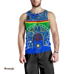 Men's Tank - Torres Strait Symbol With Aboriginal Patterns