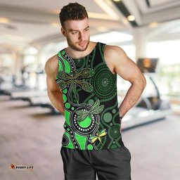 Aboriginal Dragonfly Men Tank Top Green Style