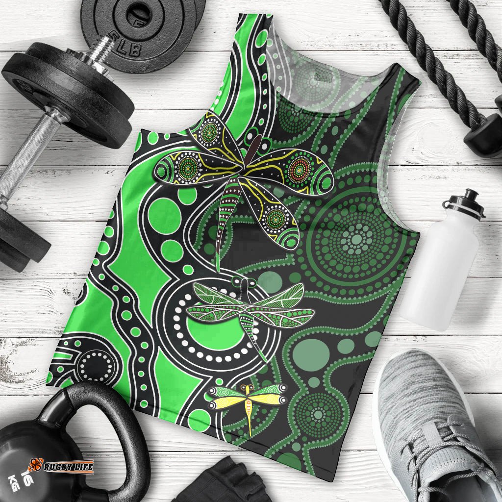 Aboriginal Dragonfly Men Tank Top Green Style