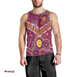 Brisbane Football Men Tank Top Indigenous Pattern Go Lions Unique Version