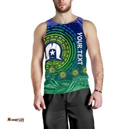 Custom Text Torres Strait Islanders Men's Tank Top - Aboriginal Turtle