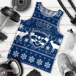 Geelong Cats Men Tank Top - Club Christmas Ugly Style -
