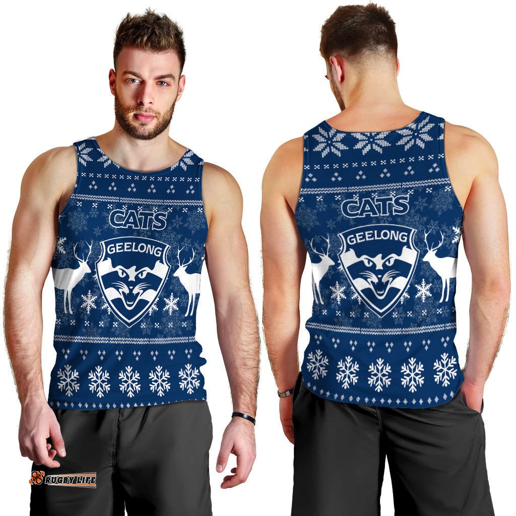 Geelong Cats Men Tank Top - Club Christmas Ugly Style -