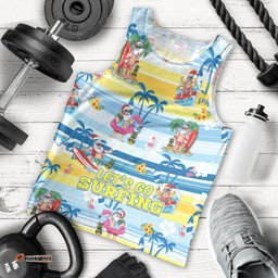 Surfing Christmas Men Tank Top Tropical Santa Let's Go Surfing