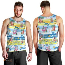 Surfing Christmas Men Tank Top Tropical Santa Let's Go Surfing