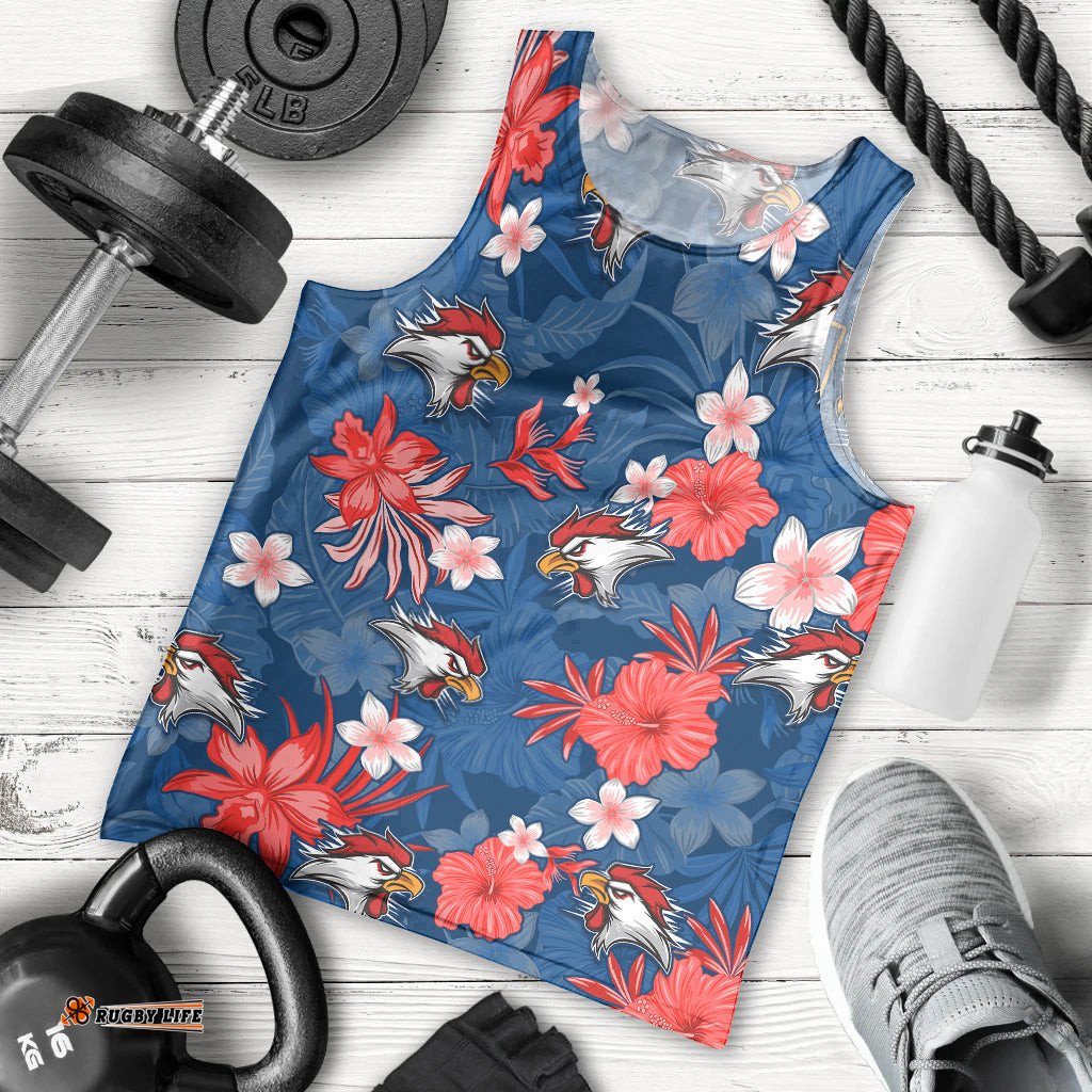 Roosters Rugby Men Tank Top Beautiful Floral Pattern Spring Summer Vibe