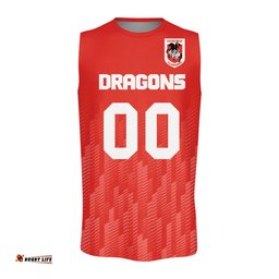 St. George Illawarra Dragons Men's Oneck Tank Top Logo Sport Ombre - NRL