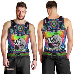 Personalised Australia Gemini Sugar Gilder Zodiac Men Tank Top Auz Astrology Aboriginal - Rainbow