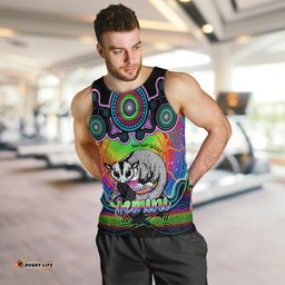 Personalised Australia Gemini Sugar Gilder Zodiac Men Tank Top Auz Astrology Aboriginal - Rainbow