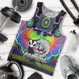 Personalised Australia Gemini Sugar Gilder Zodiac Men Tank Top Auz Astrology Aboriginal - Rainbow