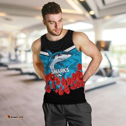 Cronulla-Sutherland Sharks Anzac Day Indigenous Art Men Tank Top -