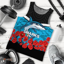 Cronulla-Sutherland Sharks Anzac Day Indigenous Art Men Tank Top -