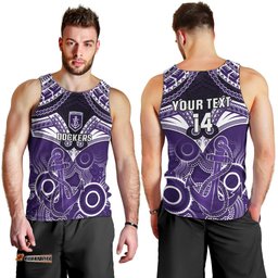 Personalised Dockers Football Men Tank Top Fremantle Aboriginal Mix Polynesian Pattern