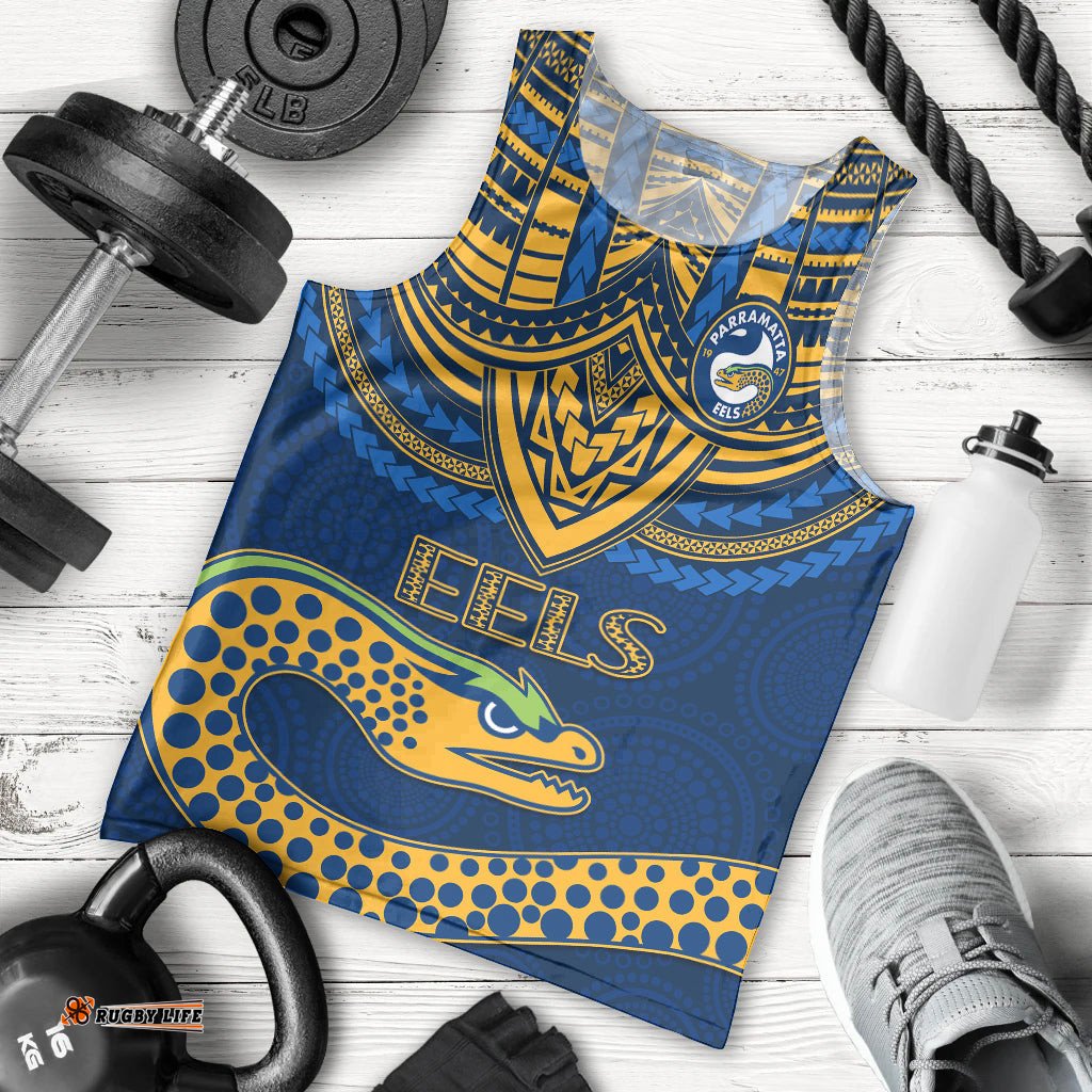 Eels Rugby Men Tank Top Polynesian and Aboriginal Vibe