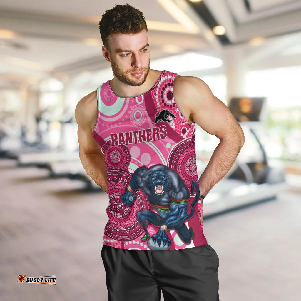 Custom NRL Panthers Men Tank Top Indigenous Penrith Dynamic Pink Version