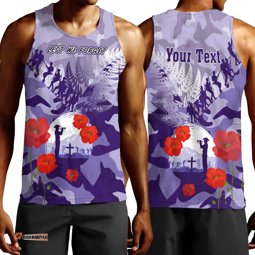 Vibe Hoodie Clothing - (Custom) New Zealand Anzac Fern And Camouflage Men Tank Top