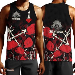 Vibe Hoodie Clothing - Anzac Day Camouflage Poppy & Barbed Wire Men Tank Top