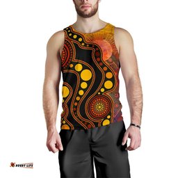Aboriginal Men's Tank Top - Australia Indigenous Flag Circle Dot Painting Art (Golden)
