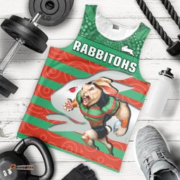 (Custom Text And Number) Rabbitohs Rugby Men Tank Top Aboriginal Dot Painting Glory Glory Sporty Style