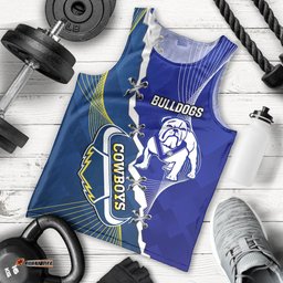 (Custom Personalised) Bulldogs Mix Cowboys Rugby Men Tank Top Sporty Style