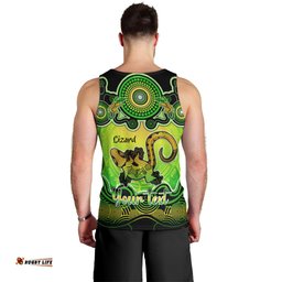 Personalised Australia Leo Lizard Zodiac Men Tank Top Auz Astrology Aboriginal - Green