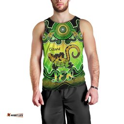 Personalised Australia Leo Lizard Zodiac Men Tank Top Auz Astrology Aboriginal - Green