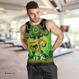 Personalised Australia Leo Lizard Zodiac Men Tank Top Auz Astrology Aboriginal - Green