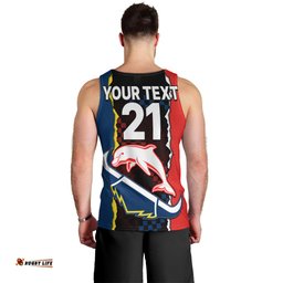 (Custom Text And Number) NRL Combine Dolphins and Cowboys Men Tank Top