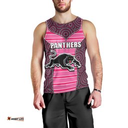 NRL - Panthers Men Tank Top Mix Dot Aboriginal Pink Version