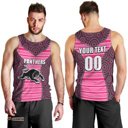 NRL - Panthers Men Tank Top Mix Dot Aboriginal Pink Version