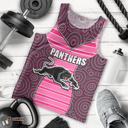 NRL - Panthers Men Tank Top Mix Dot Aboriginal Pink Version