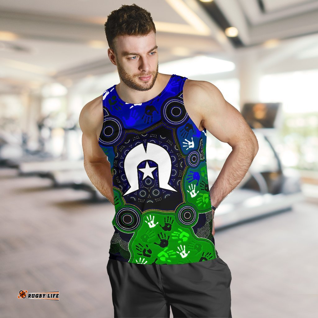 Aboriginal  Men's Tank Top - Torres Strait Symbol With Indigenous Patterns