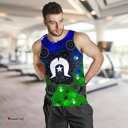 Aboriginal  Men's Tank Top - Torres Strait Symbol With Indigenous Patterns