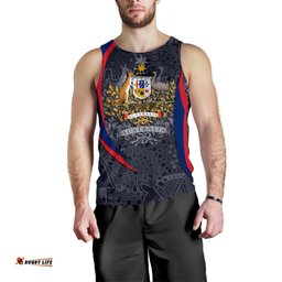 (Custom Text) Tank Top - Australia Coat of Arms Aussie Spirit - Men