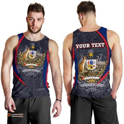 (Custom Text) Tank Top - Australia Coat of Arms Aussie Spirit - Men