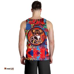 Aboriginal Men's Tank Top, Koala and Hand Art Dot Painting Mens Tank