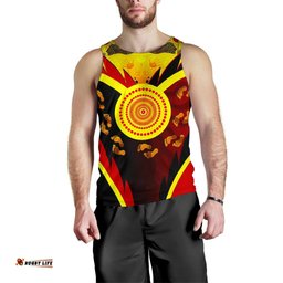 Aboriginal Men's Tank Top -  Indigenous Flag With Footprint Hand Art
