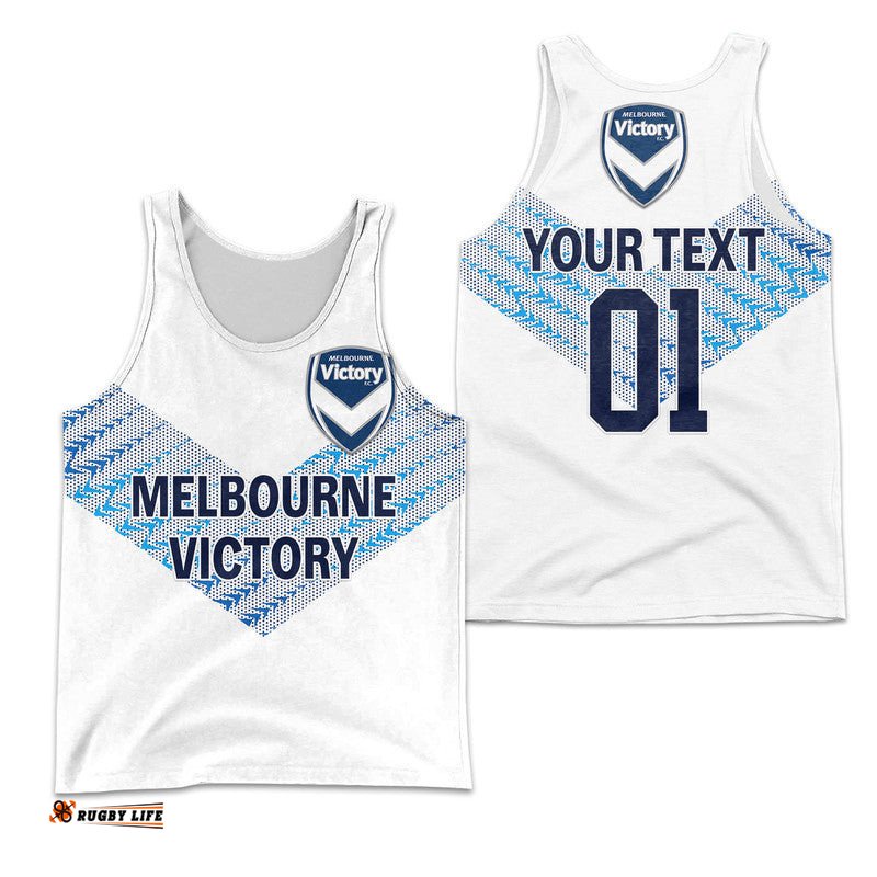 (Custom Personalised) Melbourne Victory Big V Men Tank Top Soccer Club Original Style - White