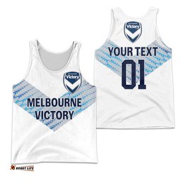 (Custom Personalised) Melbourne Victory Big V Men Tank Top Soccer Club Original Style - White