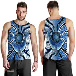 Aboriginal Dolphins Men Tank Top Blue Sea