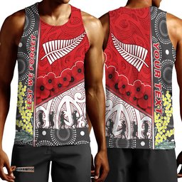 Vibe Hoodie Clothing - (Custom) Australia Indigenous & New Zealand Maori Anzac (Red) Men Tank Top