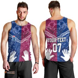 Personalised QLD Maroons Mix NSW Blues Indigenous Men Tank Top Rugby State of Origin